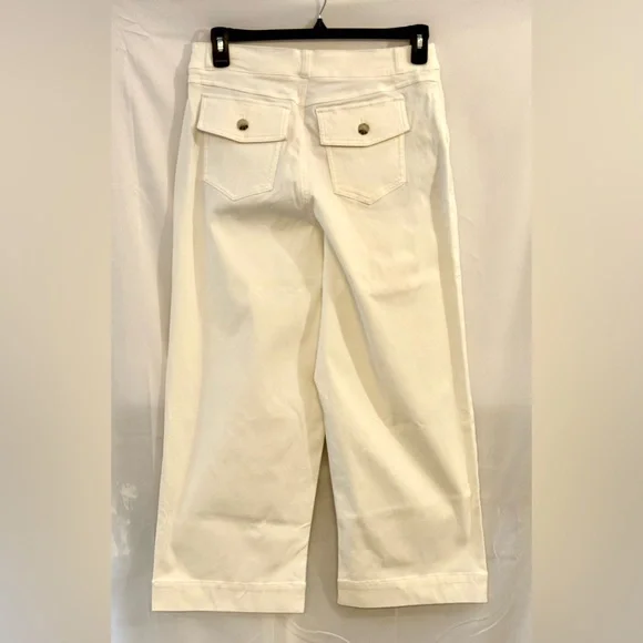 SPANX Cream Wide Leg Crop Jeans - Picture 2 of 3
